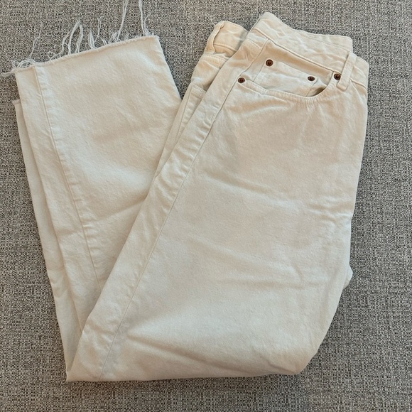 Zara White Jeans Raw Hem - Picture 2 of 3